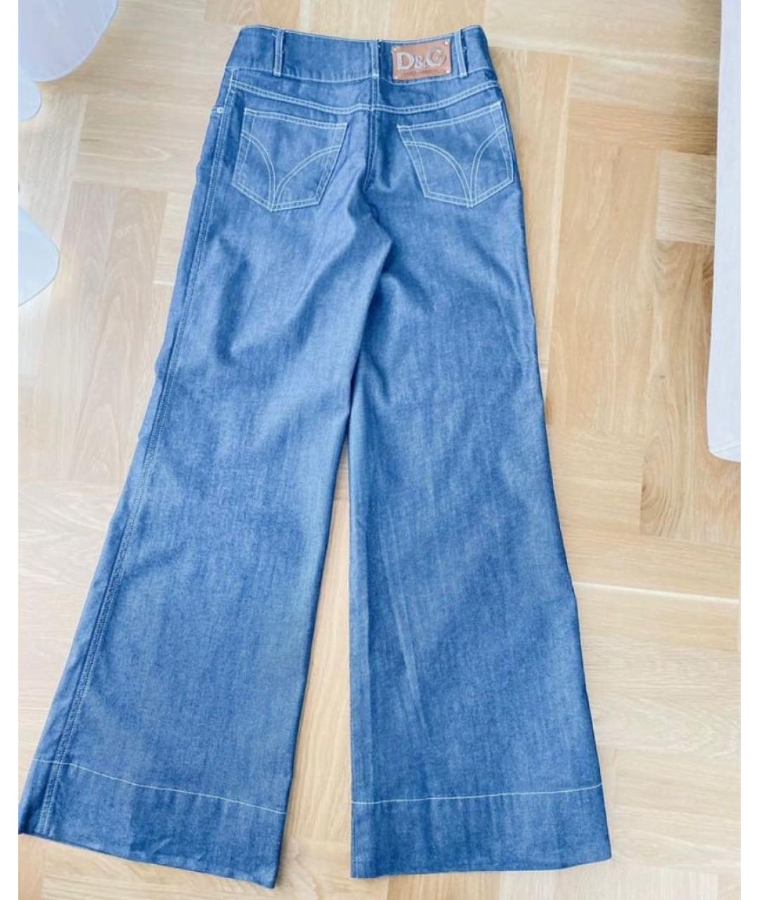 DOLCE&GABBANA Темно-синие хлопковые джинсы клеш, фото 2