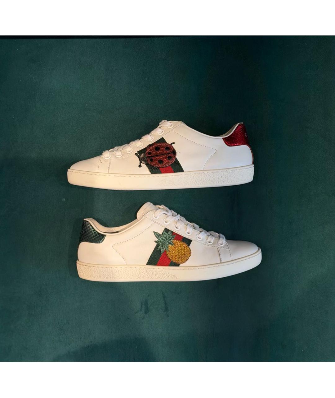 GUCCI Белые кожаные кеды, фото 6