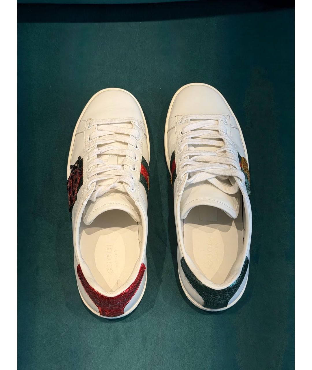 GUCCI Белые кожаные кеды, фото 2