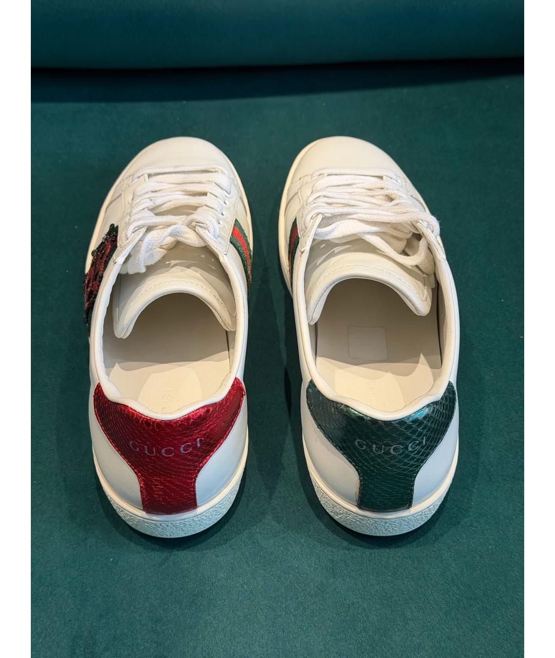 GUCCI Белые кожаные кеды, фото 3