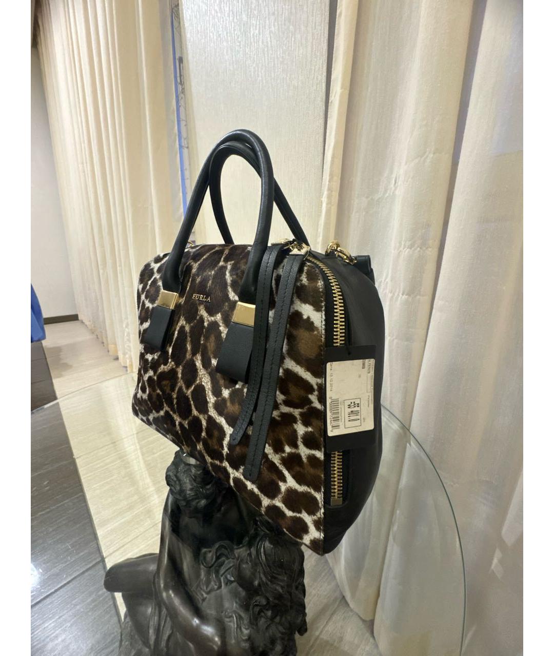 FURLA Черная кожаная сумка с короткими ручками, фото 2