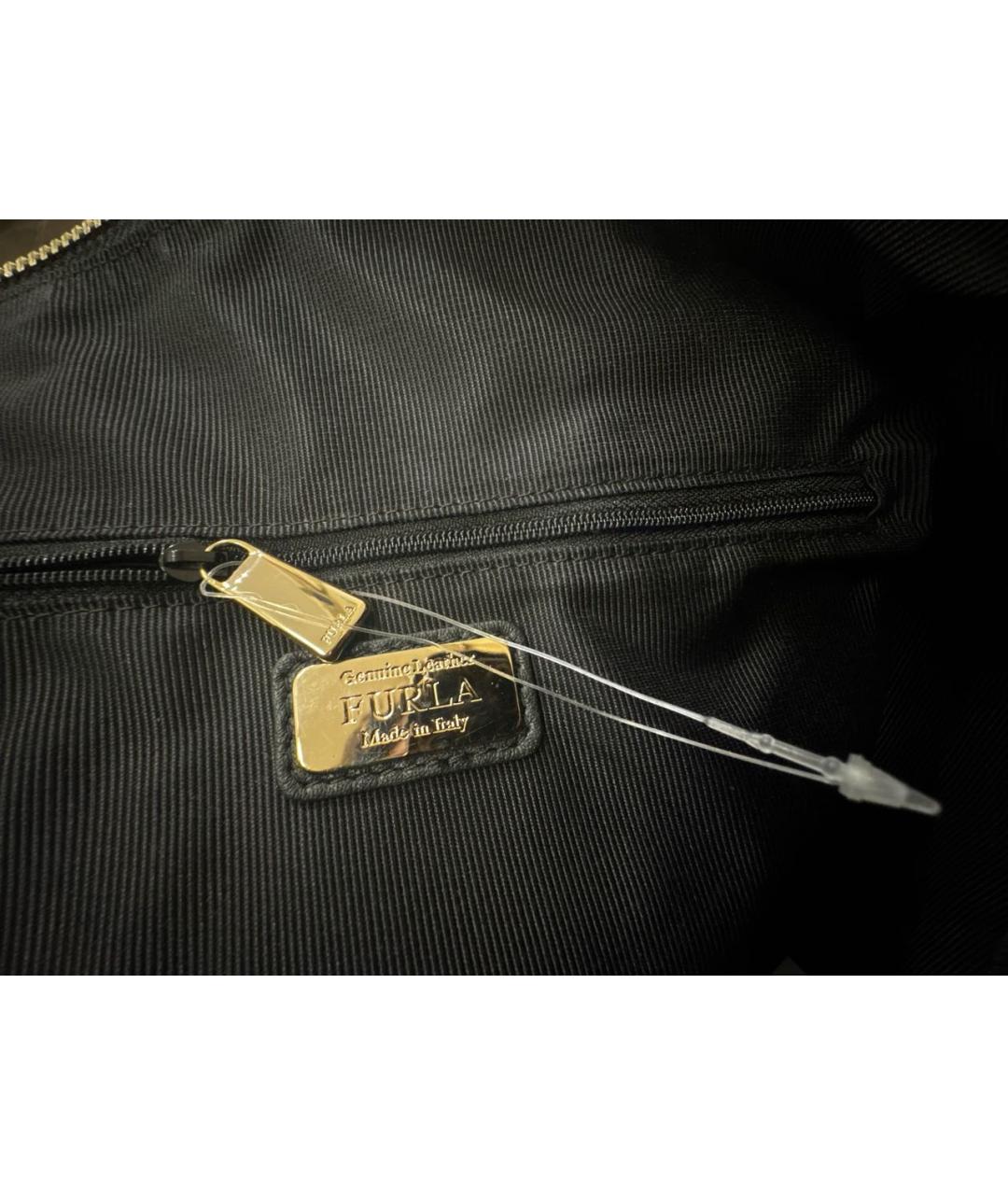 FURLA Черная кожаная сумка с короткими ручками, фото 6