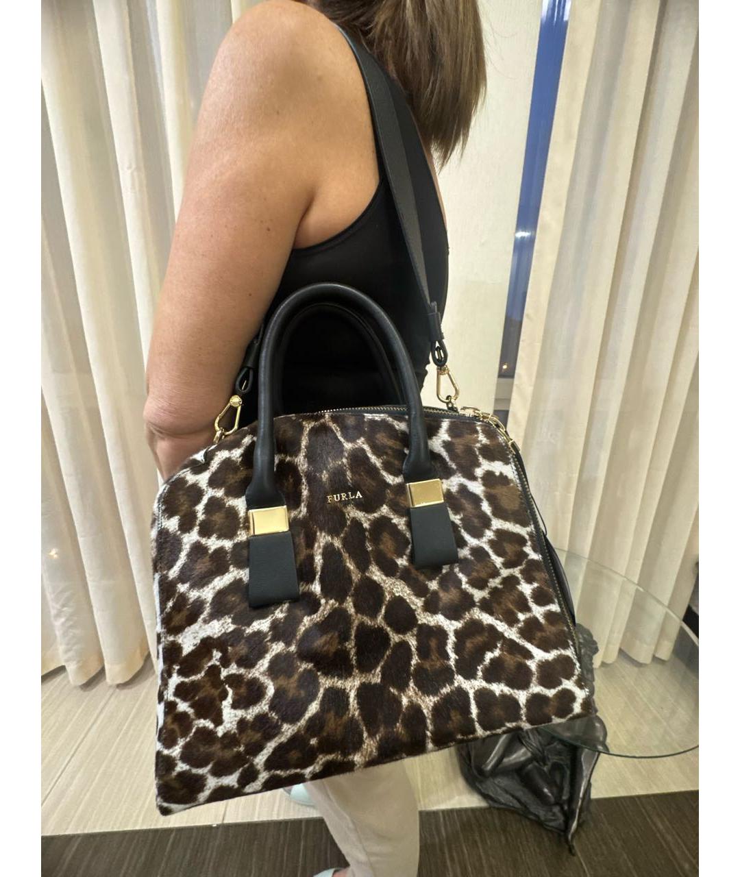 FURLA Черная кожаная сумка с короткими ручками, фото 8