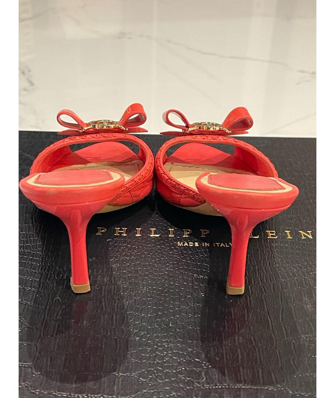 CHRISTIAN DIOR Коралловые кожаные мюли, фото 4