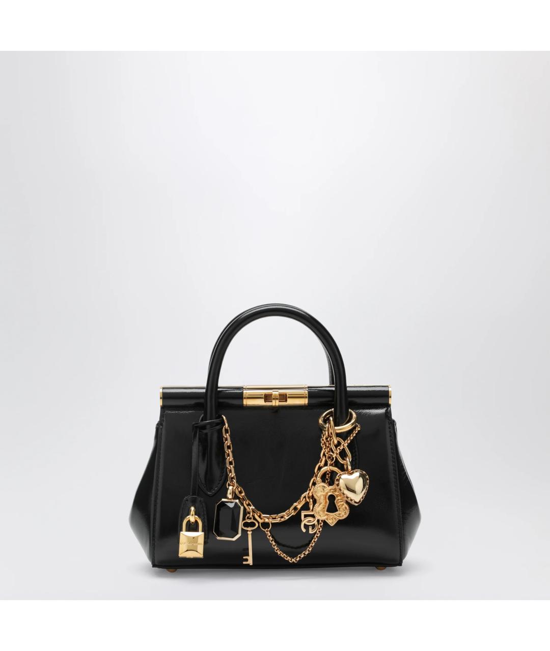 DOLCE&GABBANA Черная сумка тоут из лакированной кожи, фото 3