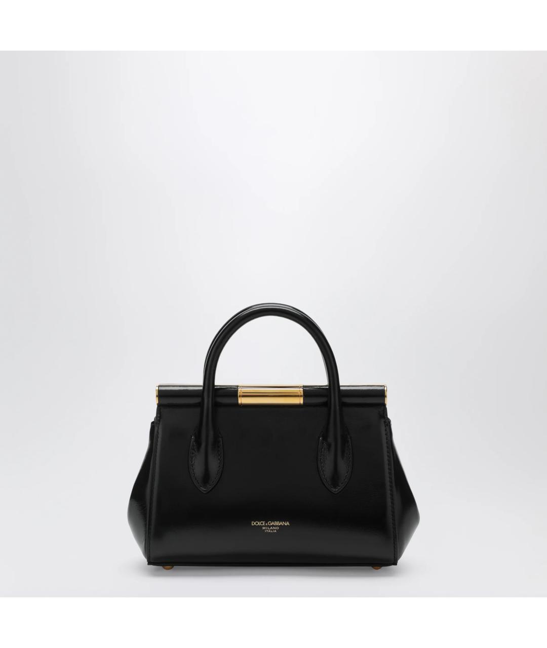 DOLCE&GABBANA Черная сумка тоут из лакированной кожи, фото 2