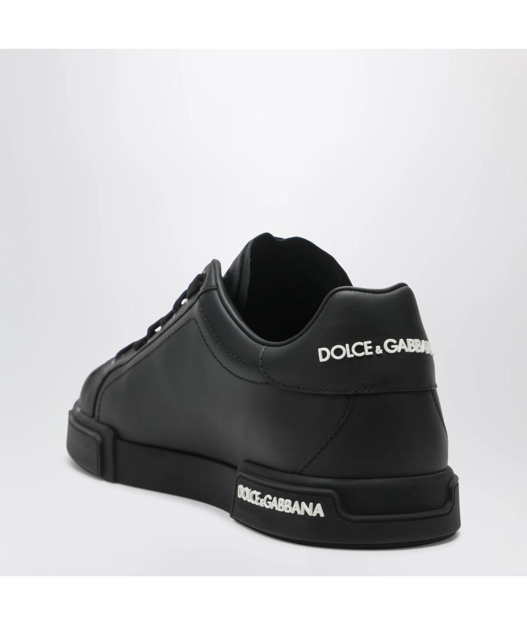 DOLCE&GABBANA Черные кожаные низкие кроссовки / кеды, фото 2