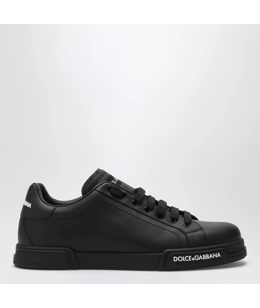 DOLCE&GABBANA Черные кожаные низкие кроссовки / кеды, фото 3