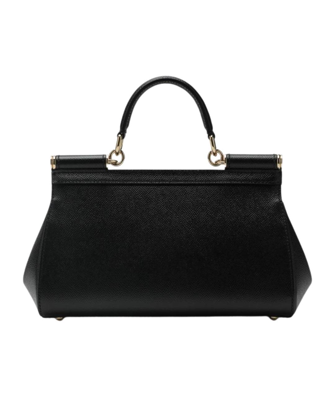 DOLCE&GABBANA Черная кожаная сумка тоут, фото 2