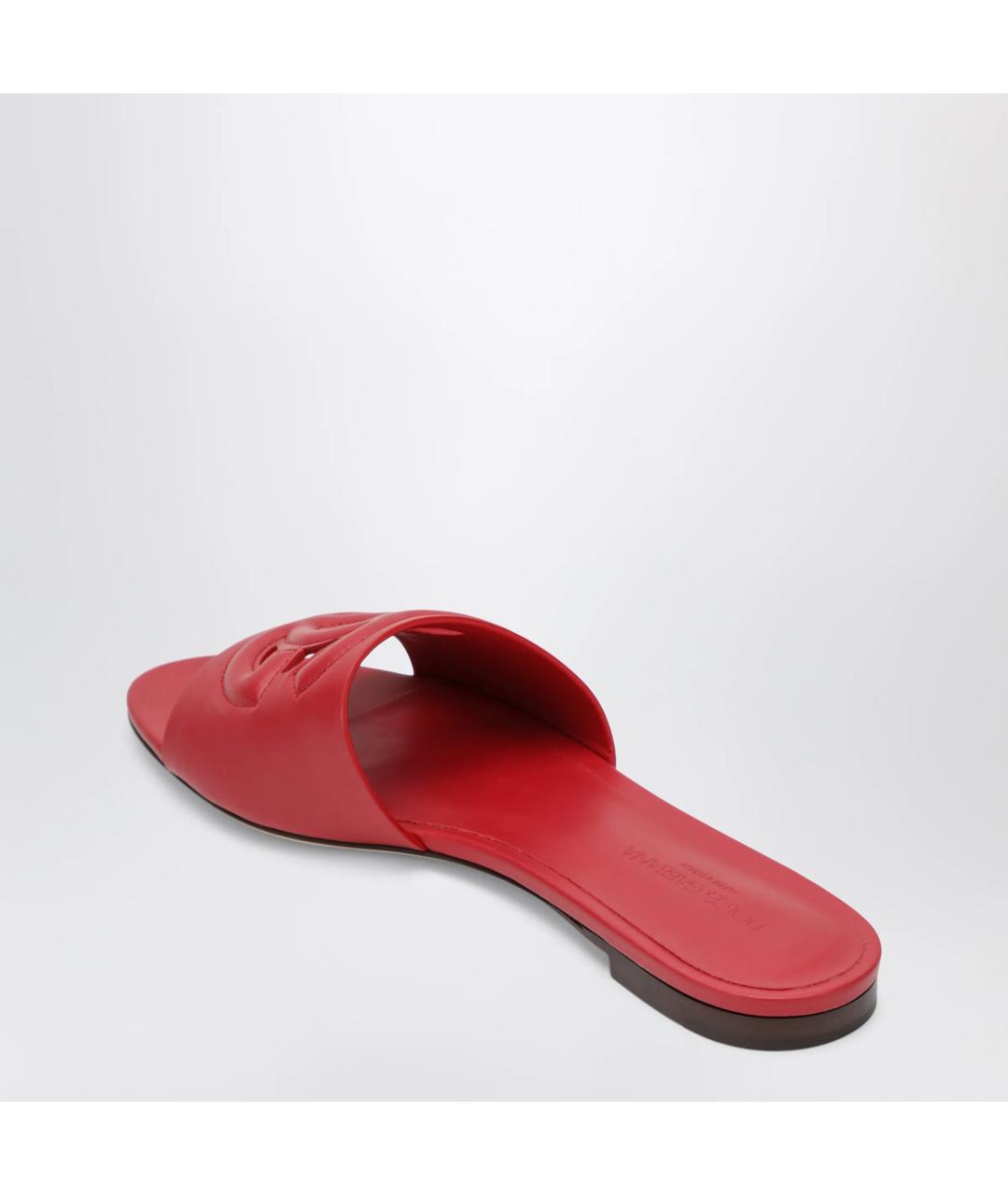 DOLCE&GABBANA Красные кожаные шлепанцы, фото 2