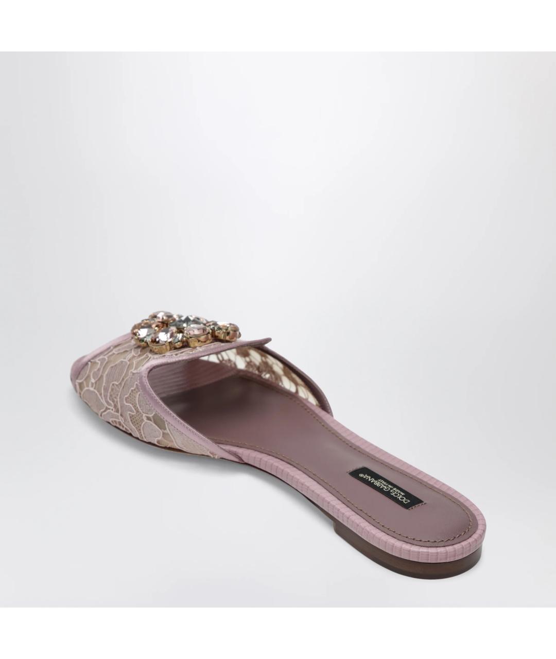 DOLCE&GABBANA Розовые текстильные шлепанцы, фото 2