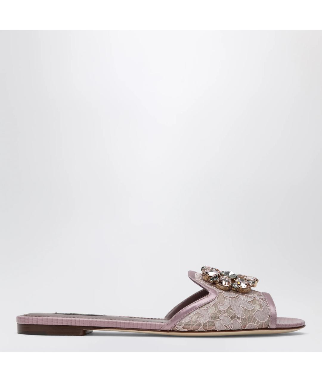 DOLCE&GABBANA Розовые текстильные шлепанцы, фото 3