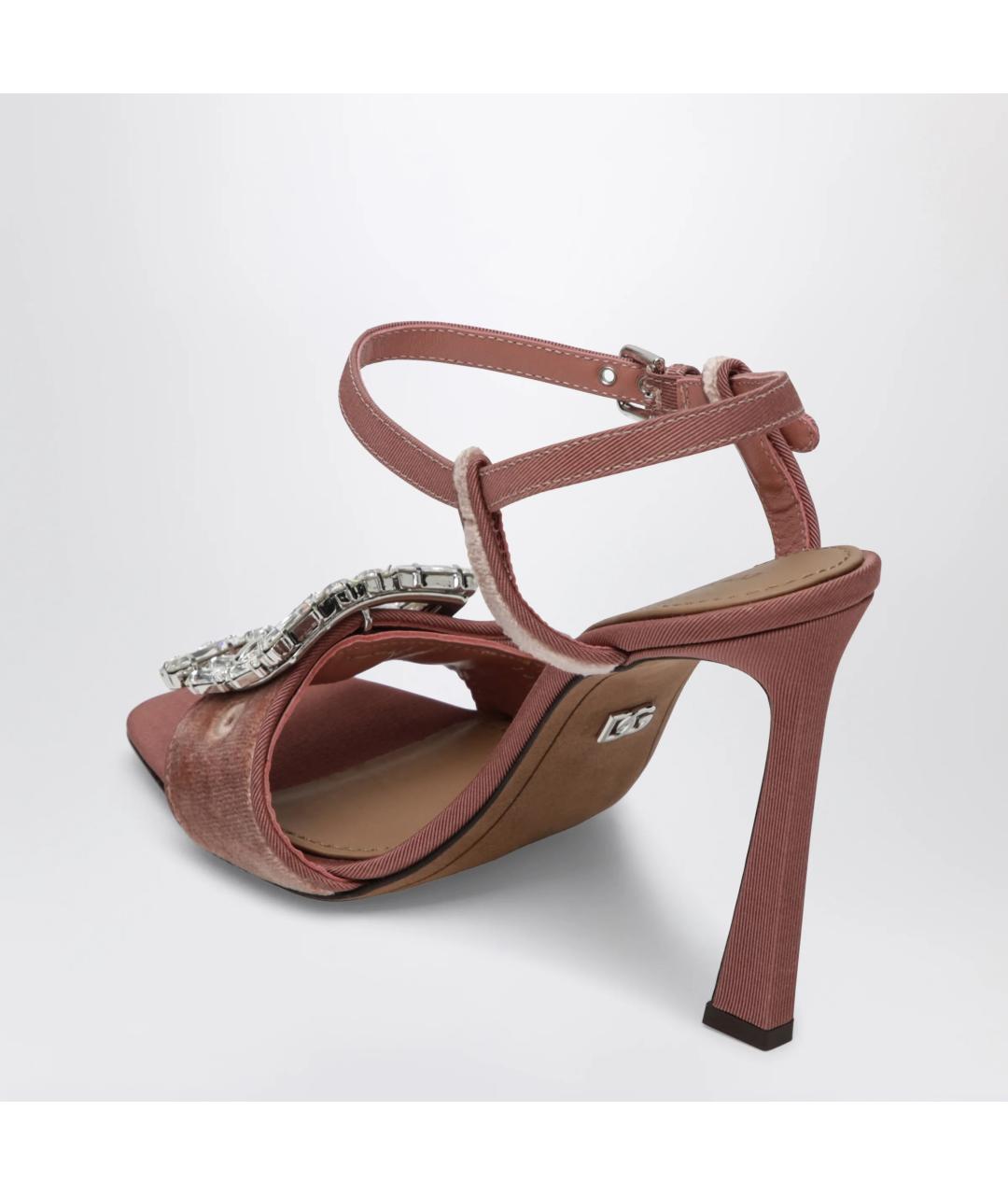 DOLCE&GABBANA Розовые бархатные босоножки, фото 2