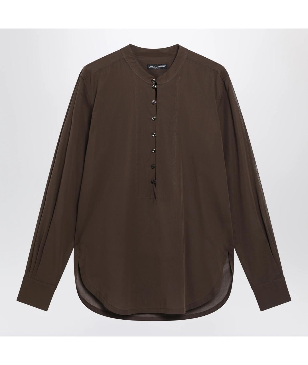 DOLCE&GABBANA Коричневая хлопковая кэжуал рубашка, фото 3