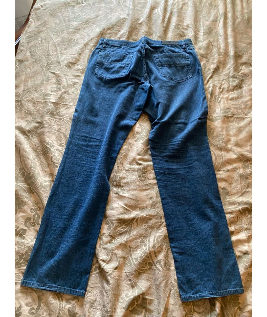 ERMENEGILDO ZEGNA Синие хлопко-леновые прямые джинсы, фото 2