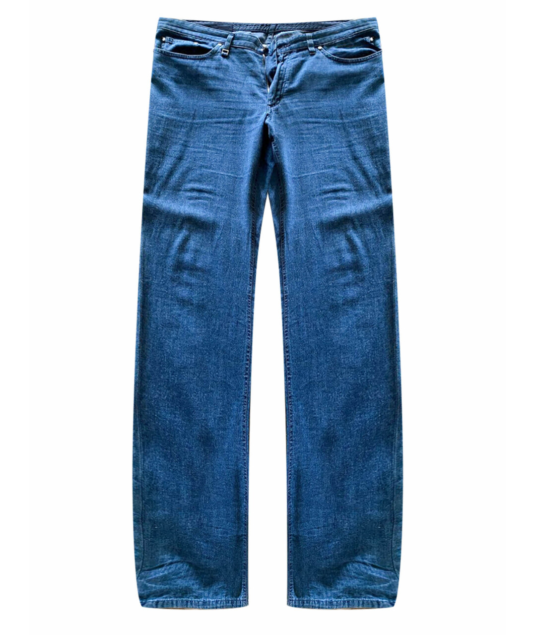 ERMENEGILDO ZEGNA Синие хлопко-леновые прямые джинсы, фото 1