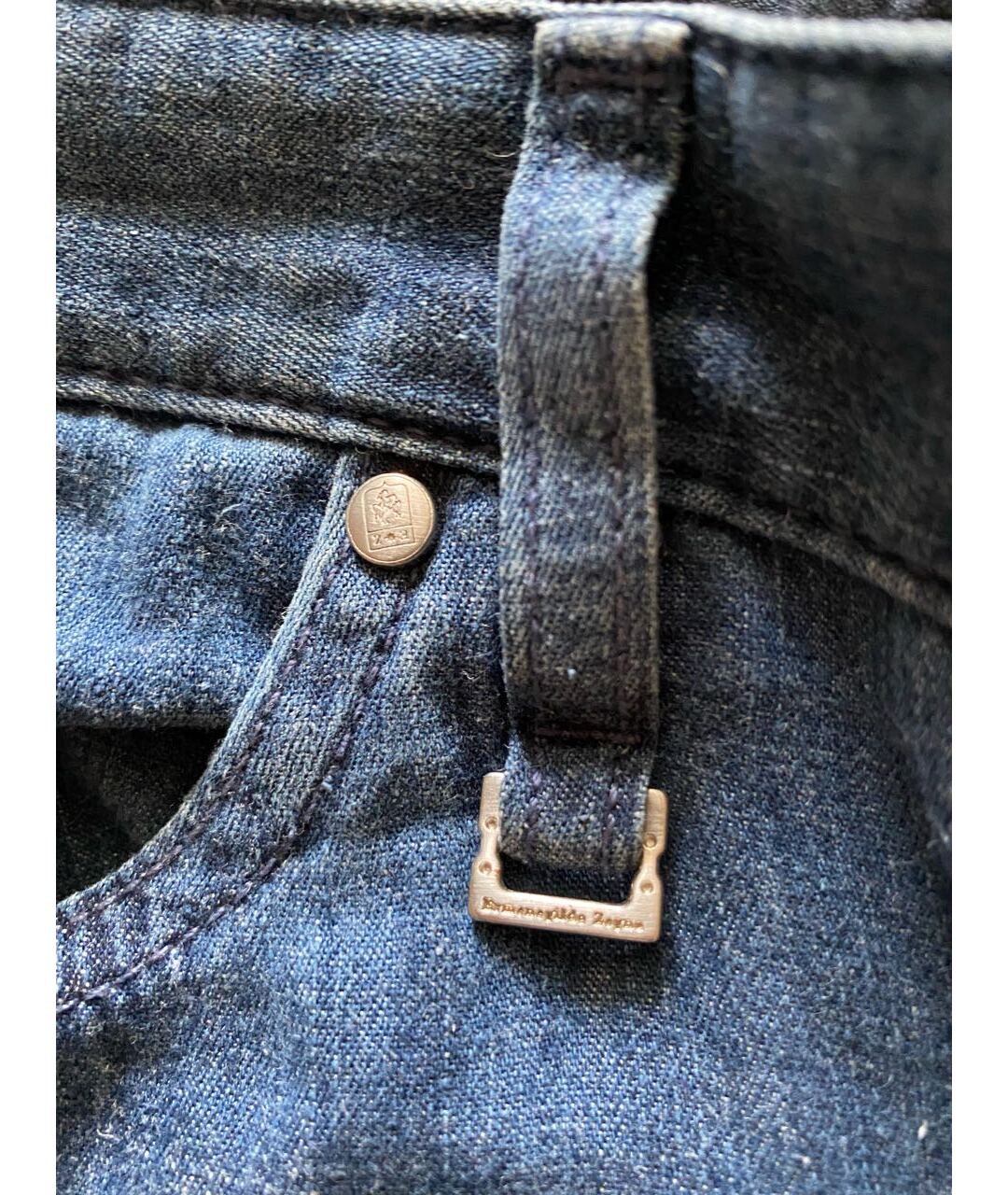 ERMENEGILDO ZEGNA Синие хлопко-леновые прямые джинсы, фото 4