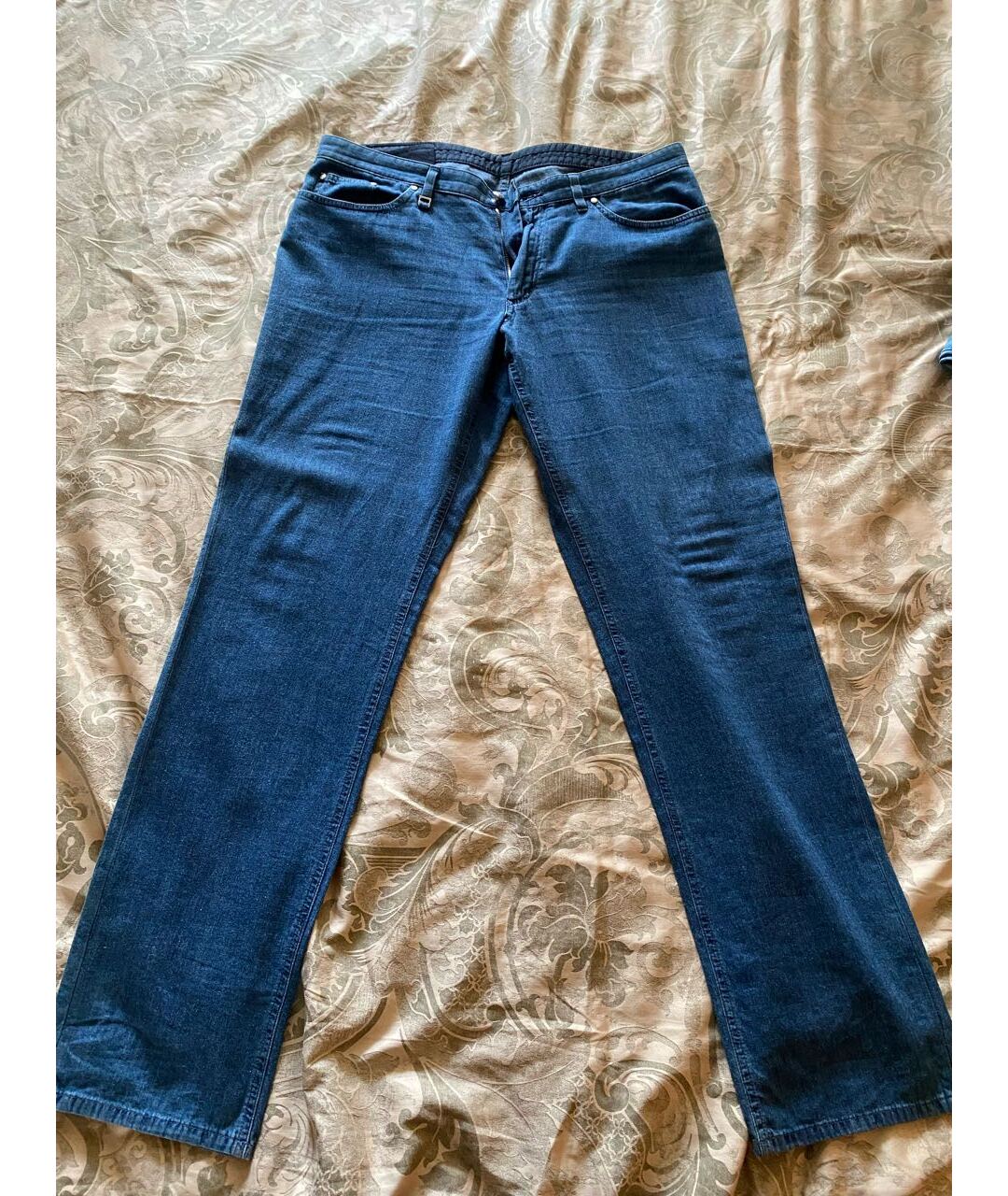ERMENEGILDO ZEGNA Синие хлопко-леновые прямые джинсы, фото 8