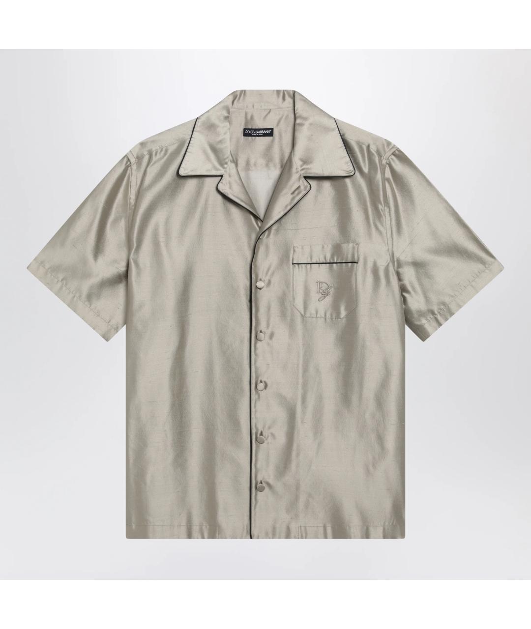 DOLCE&GABBANA Бежевая шелковая кэжуал рубашка, фото 3