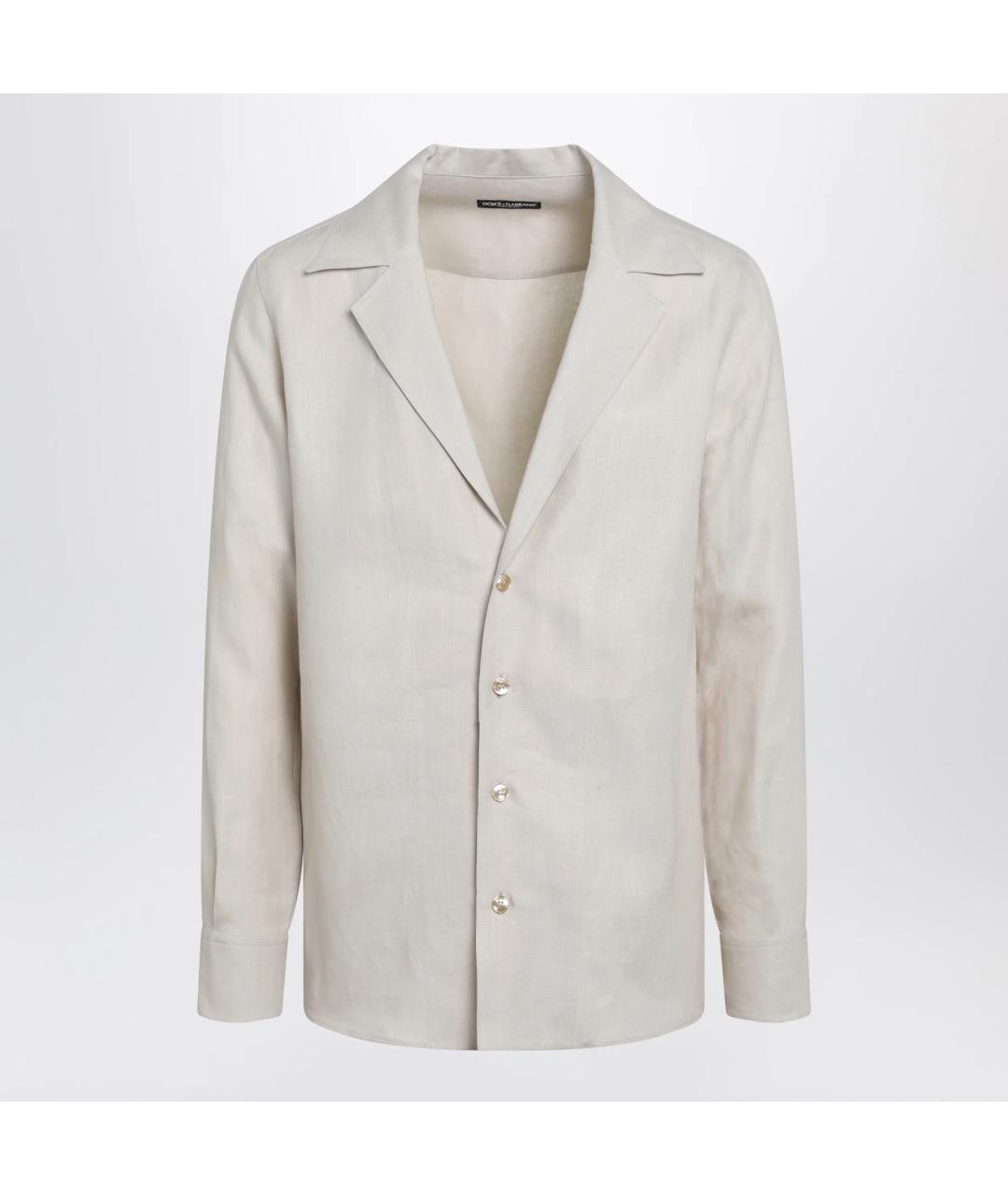 DOLCE&GABBANA Бежевая льняная кэжуал рубашка, фото 3
