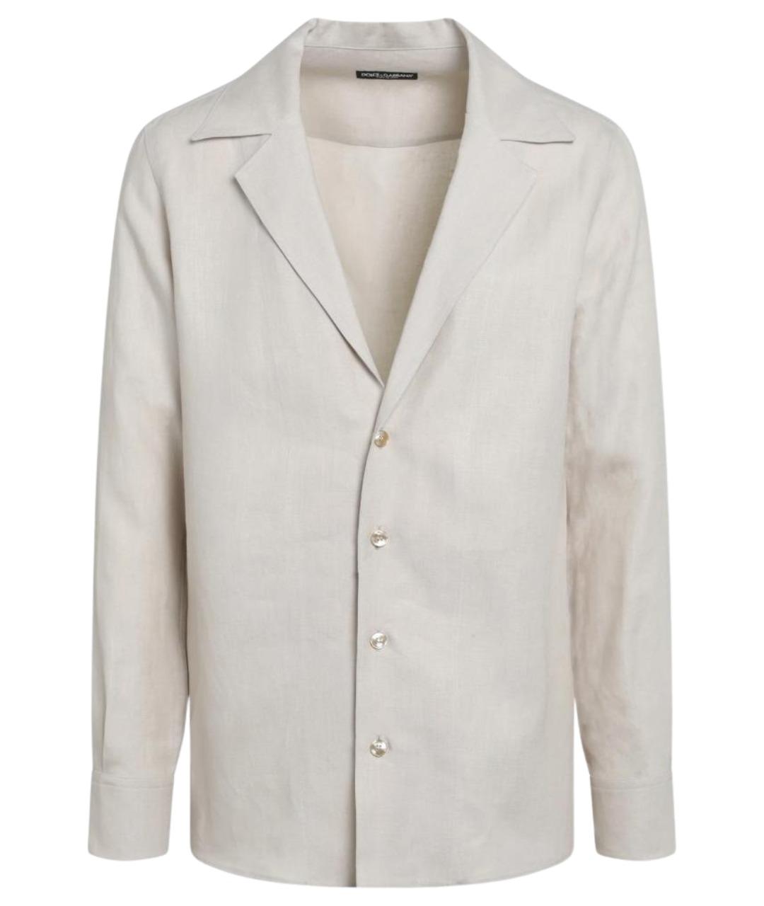 DOLCE&GABBANA Бежевая льняная кэжуал рубашка, фото 1