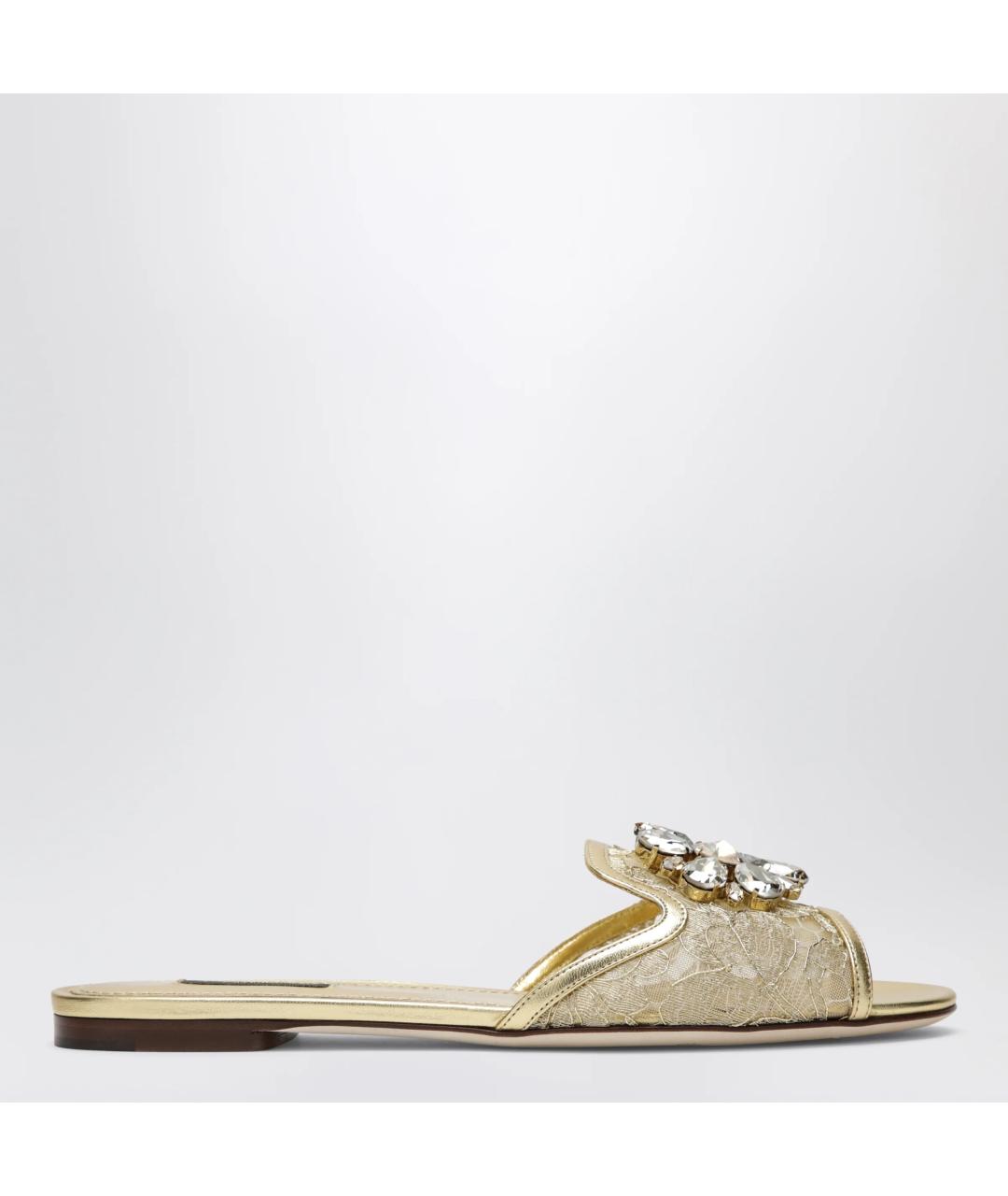 DOLCE&GABBANA Золотые текстильные шлепанцы, фото 3