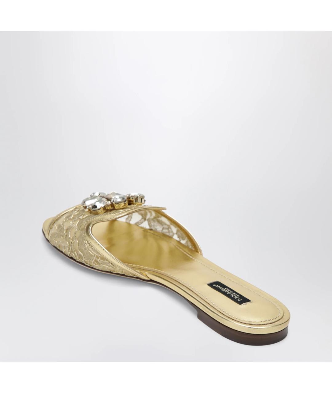 DOLCE&GABBANA Золотые текстильные шлепанцы, фото 2