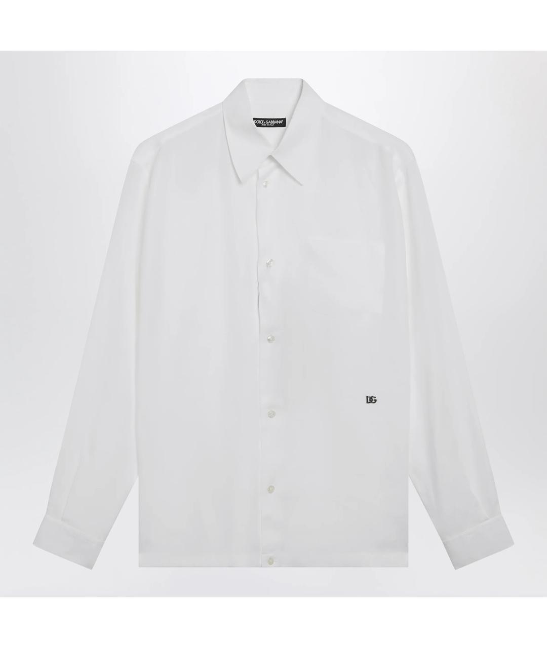DOLCE&GABBANA Белая льняная классическая рубашка, фото 3