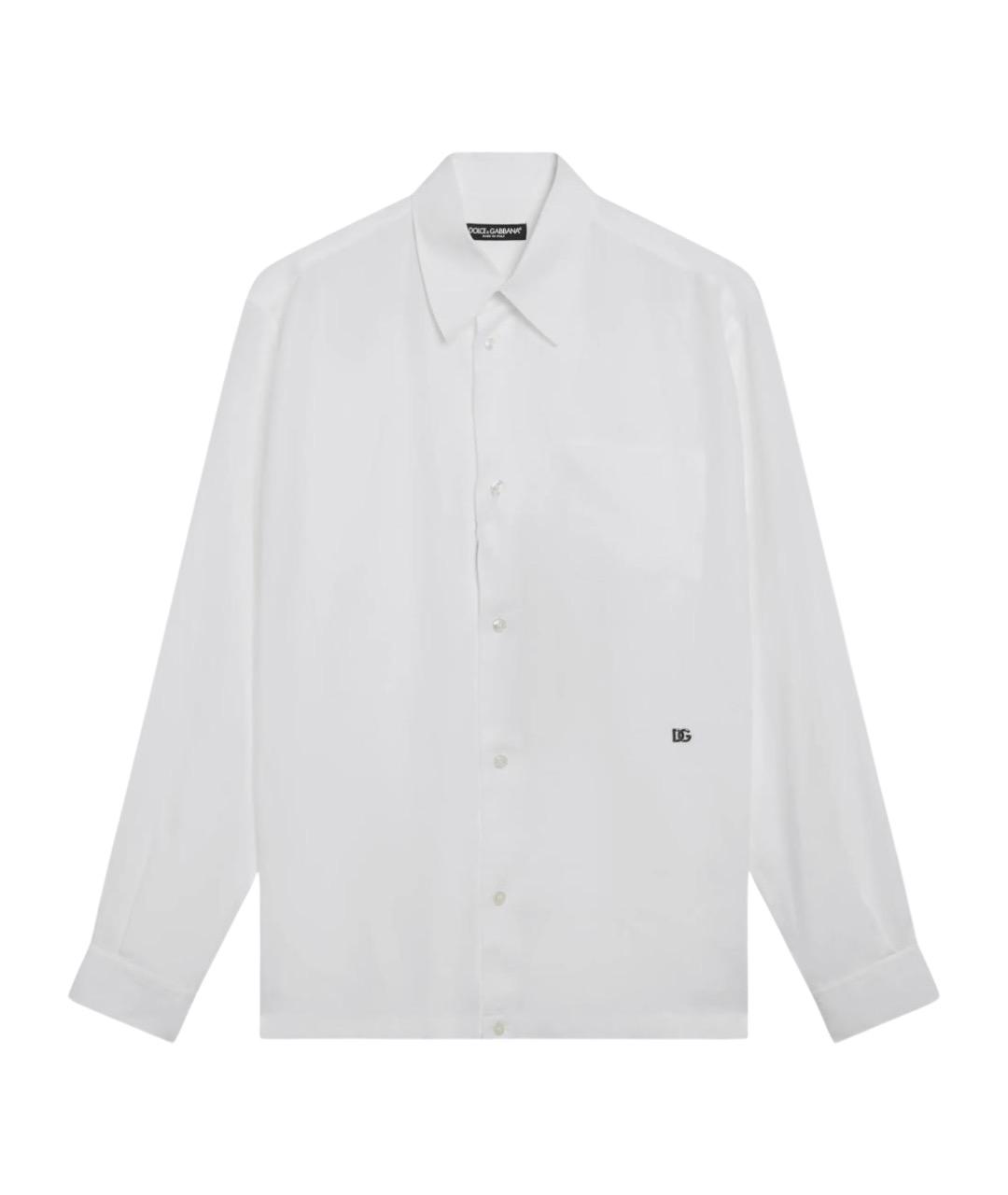 DOLCE&GABBANA Белая льняная классическая рубашка, фото 1