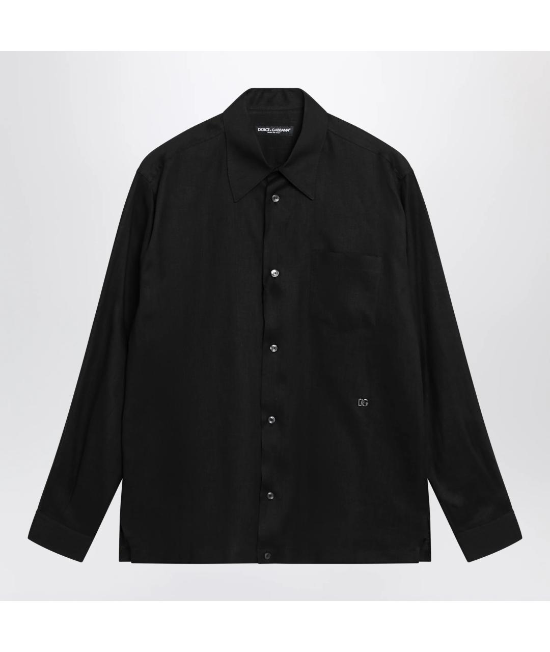 DOLCE&GABBANA Черная льняная кэжуал рубашка, фото 3