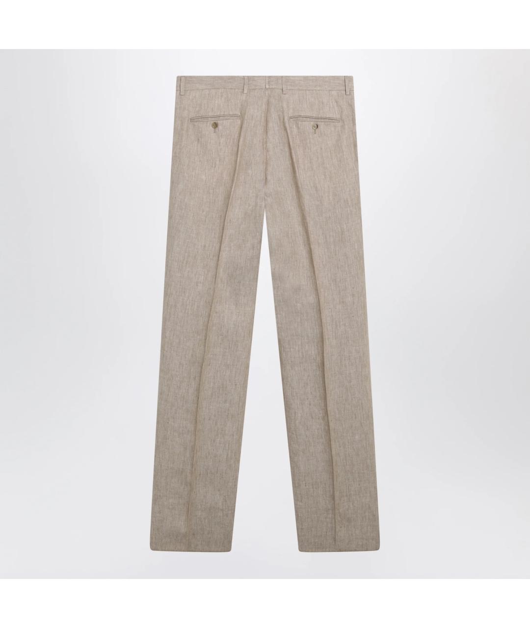 DOLCE&GABBANA Бежевые льняные повседневные брюки, фото 2