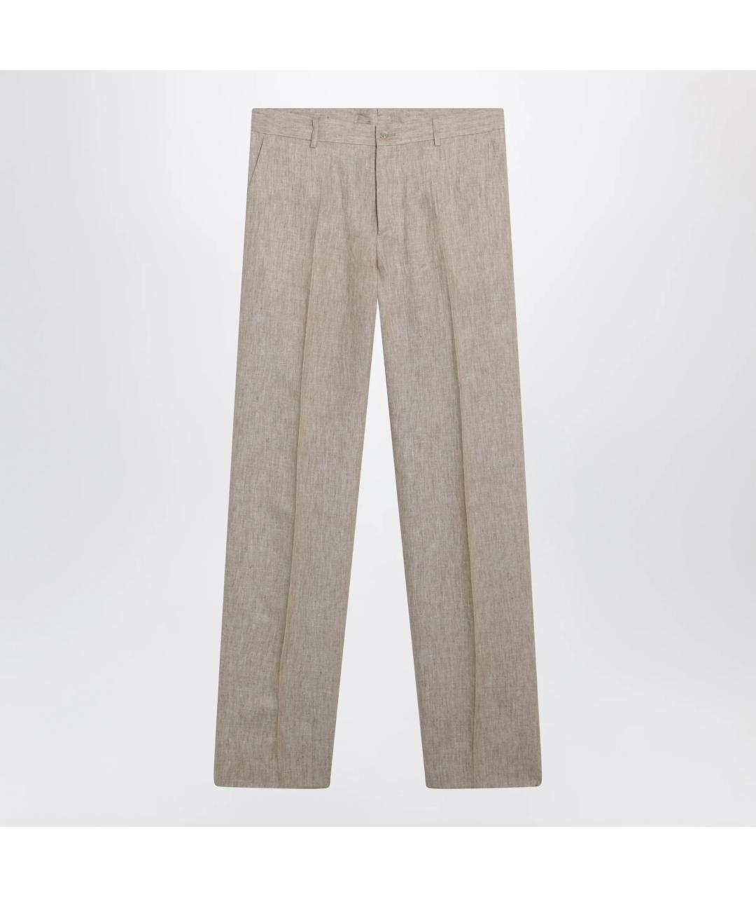 DOLCE&GABBANA Бежевые льняные повседневные брюки, фото 3