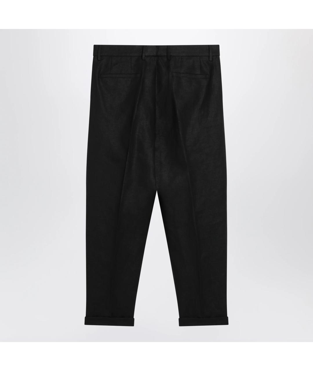 DOLCE&GABBANA Черные льняные повседневные брюки, фото 2