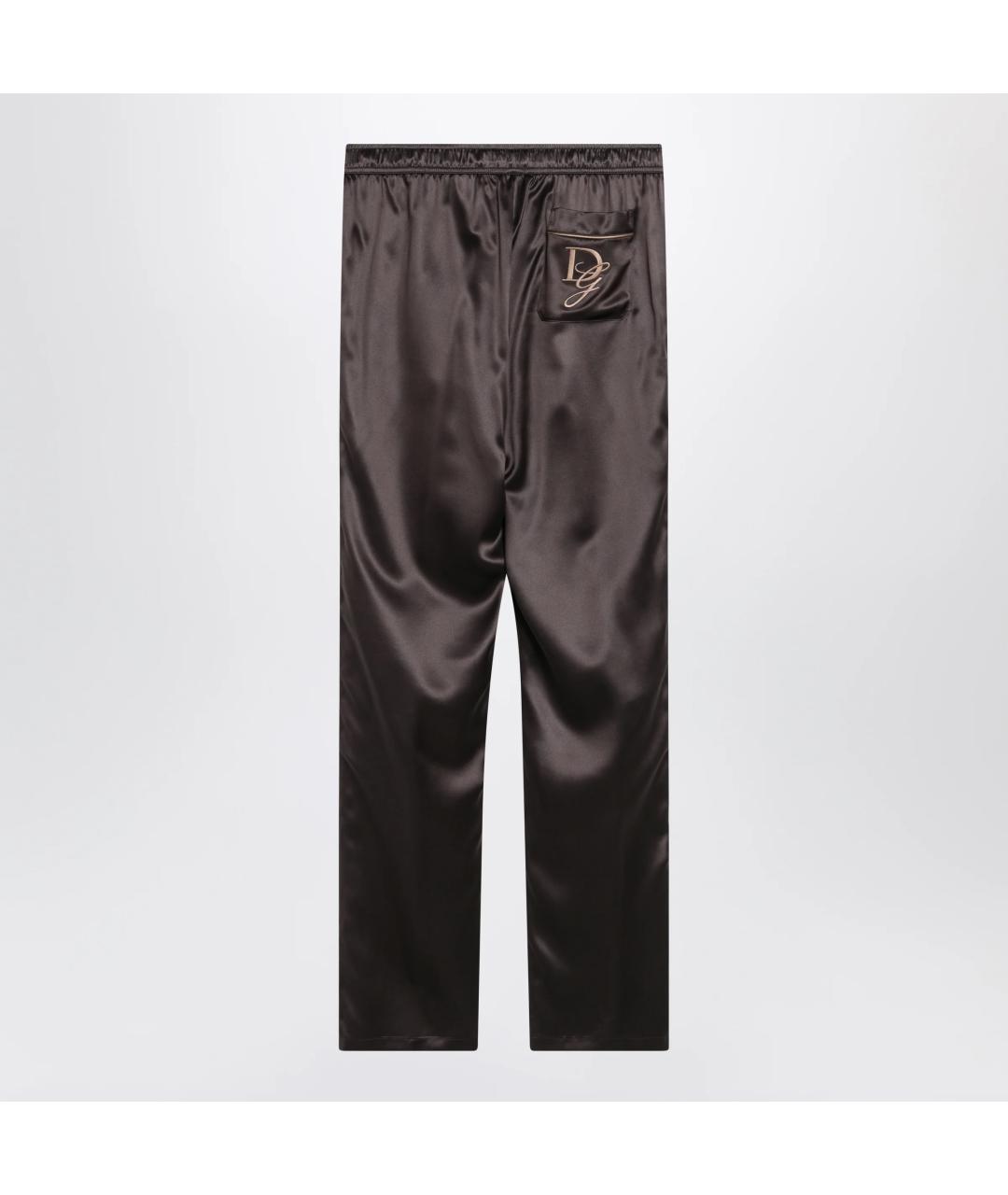 DOLCE&GABBANA Коричневые шелковые повседневные брюки, фото 2