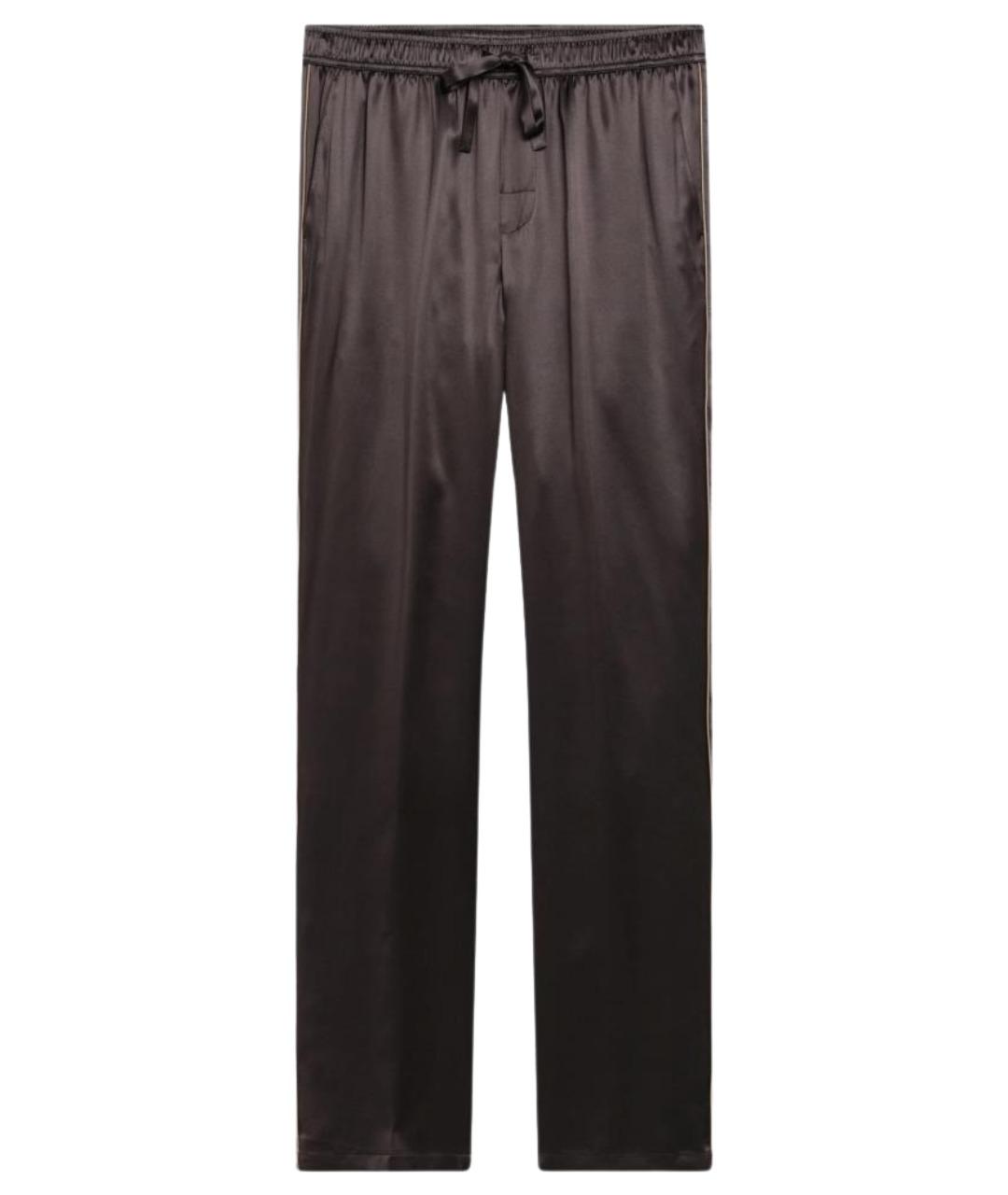 DOLCE&GABBANA Коричневые шелковые повседневные брюки, фото 1
