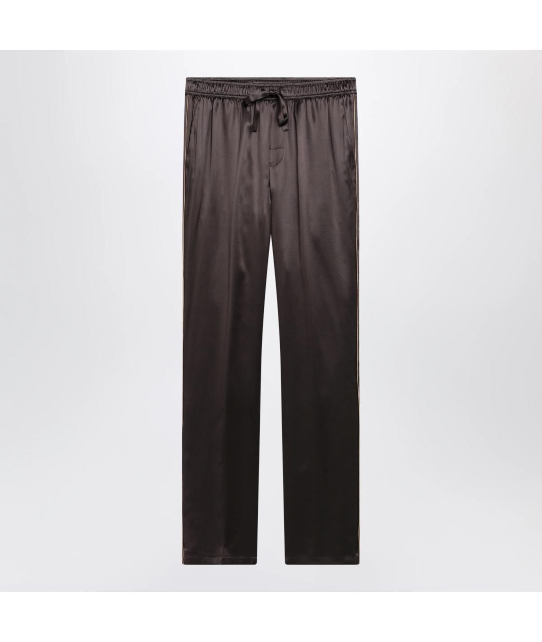 DOLCE&GABBANA Коричневые шелковые повседневные брюки, фото 3