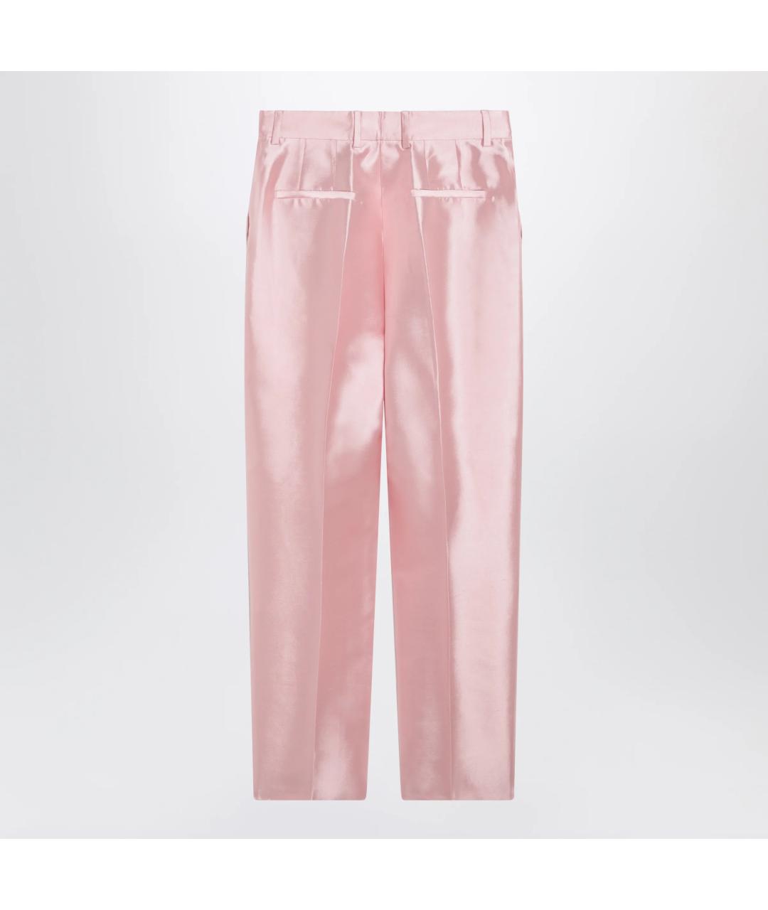 DOLCE&GABBANA Розовые шелковые прямые брюки, фото 2