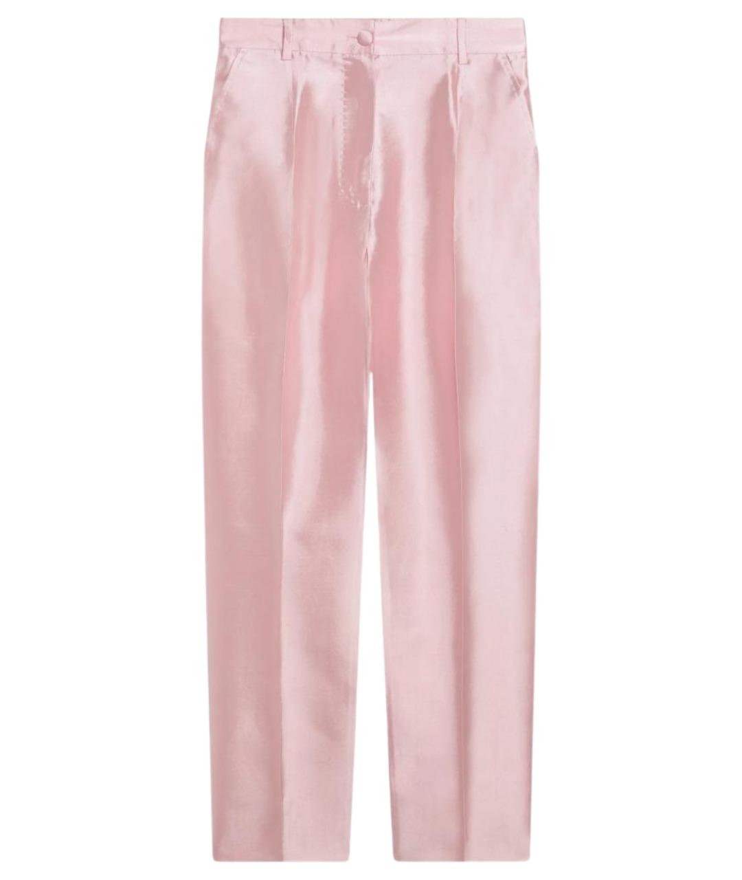 DOLCE&GABBANA Розовые шелковые прямые брюки, фото 1