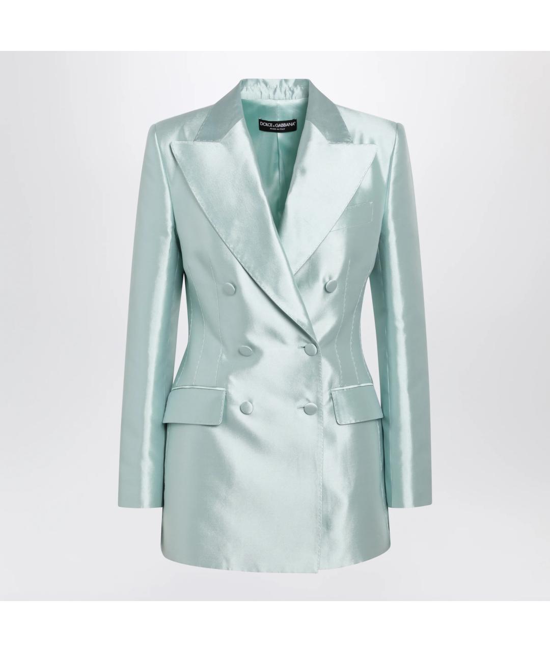 DOLCE&GABBANA Бирюзовый шелковый жакет/пиджак, фото 3