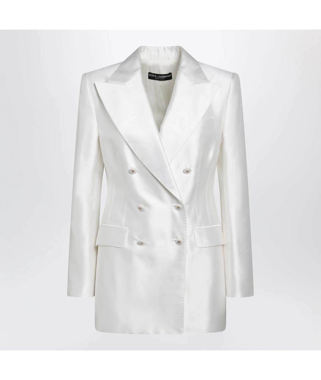 DOLCE&GABBANA Белый шелковый жакет/пиджак, фото 3