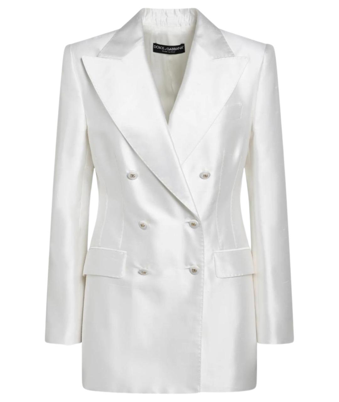 DOLCE&GABBANA Белый шелковый жакет/пиджак, фото 1
