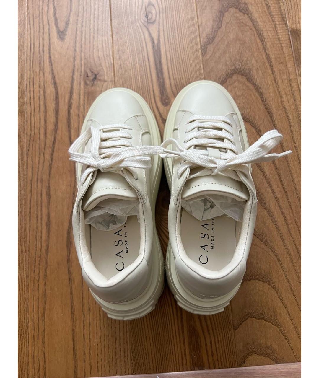 CASADEI Бежевые кожаные кроссовки, фото 4