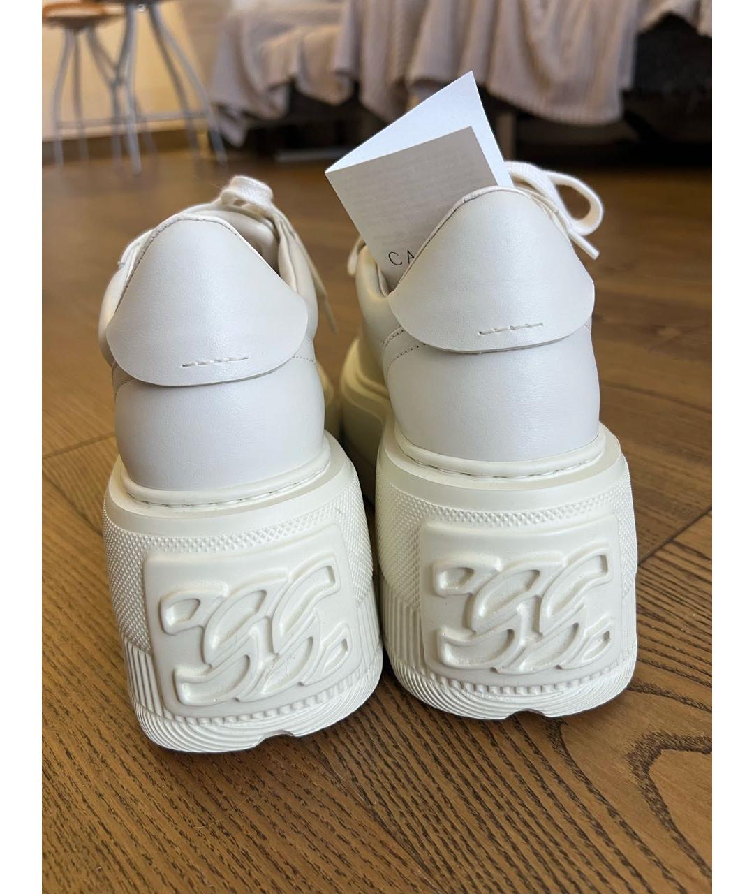 CASADEI Бежевые кожаные кроссовки, фото 5