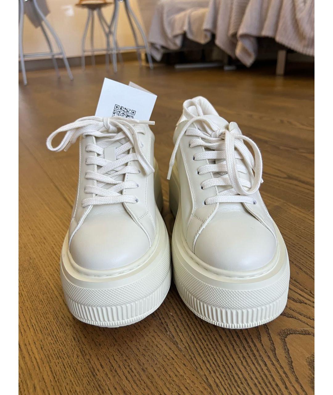 CASADEI Бежевые кожаные кроссовки, фото 3