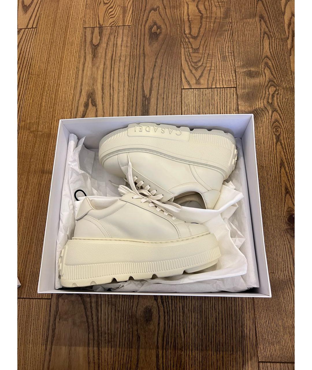 CASADEI Бежевые кожаные кроссовки, фото 8