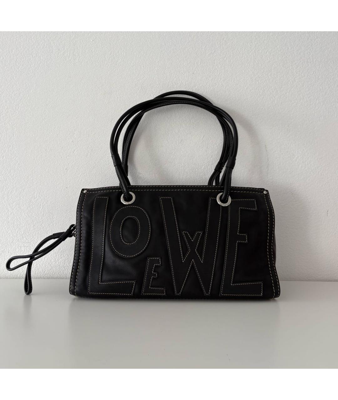 LOEWE Черная кожаная сумка тоут, фото 7