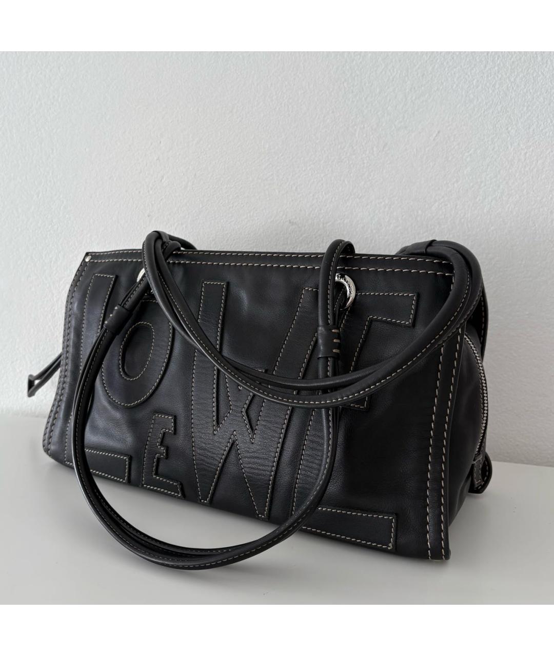 LOEWE Черная кожаная сумка тоут, фото 2