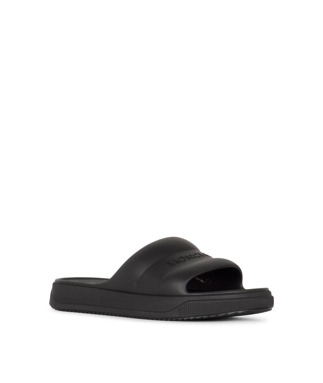 MONCLER Черные резиновые шлепанцы, фото 2