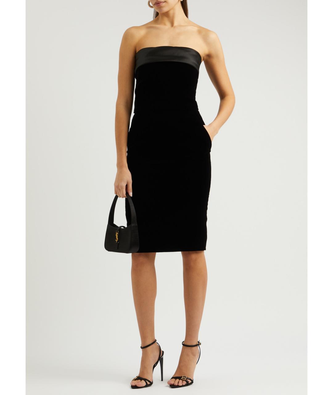 SAINT LAURENT Черное вискозное коктейльное платье, фото 5