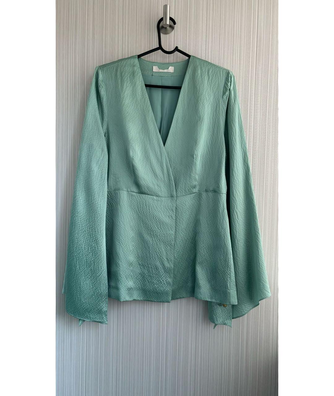 MAX MARA Бирюзовый шелковый костюм с брюками, фото 9